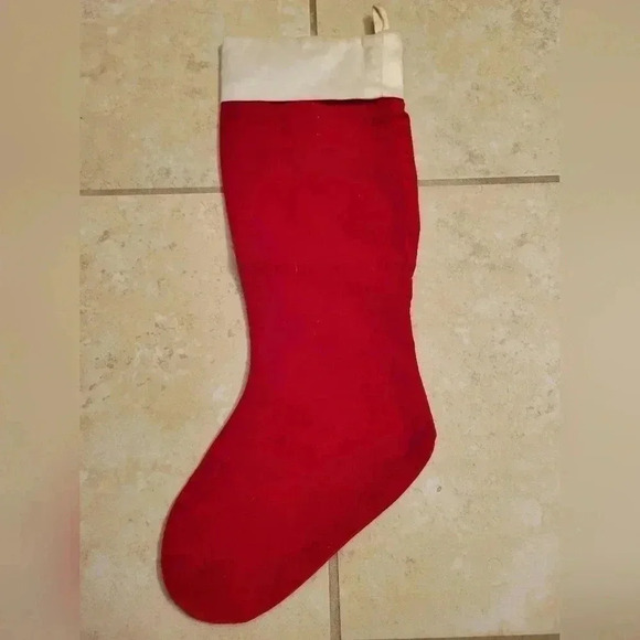 Vintage Red Velour Christmas Stocking Homemade Sequins Tree Snowman - Picture 5 of 7